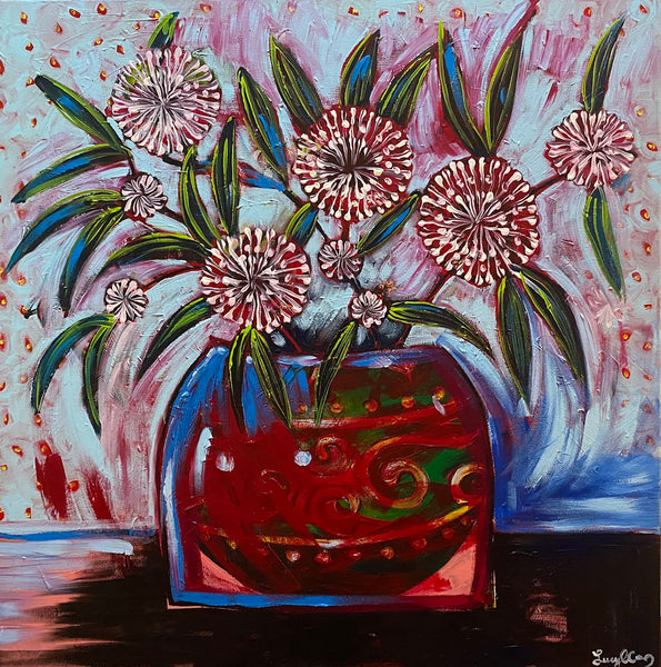 Lucy Car - Hakeas in Red Vase (Online Only)